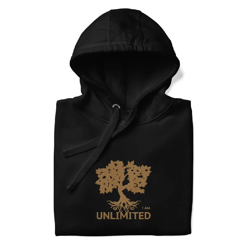 I Am Unlimited Gold Tree - Premium Embroidered Unisex Hoodie Cozy Winter Sweatshirt