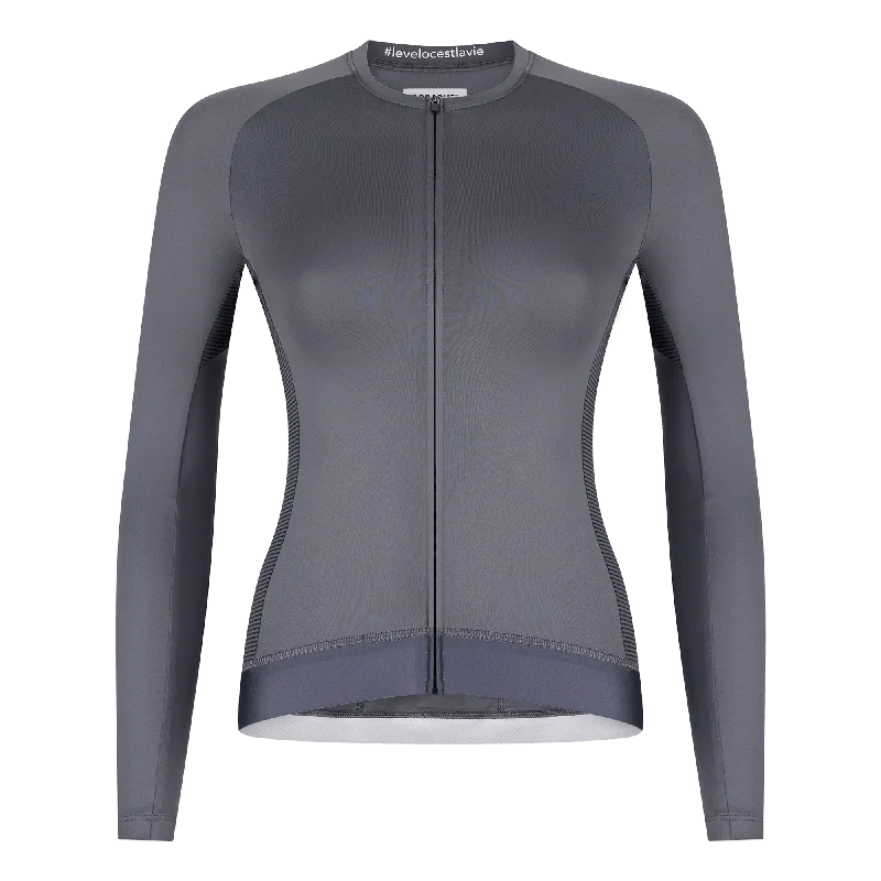 Women's Long Sleeve Jersey | PODIUM PRO LS Steel Fleece Zip-up Hoodie