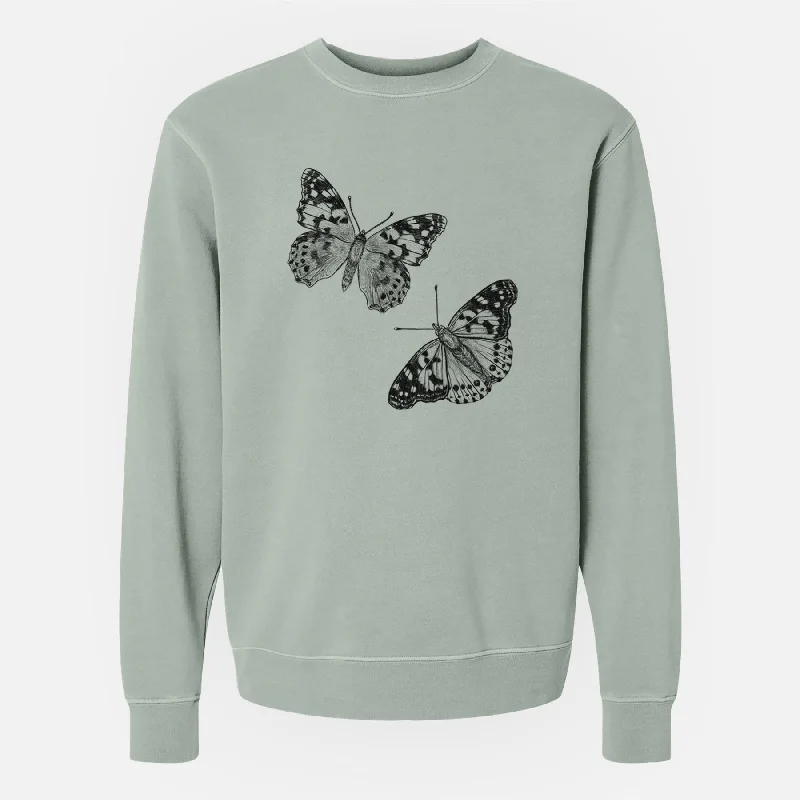 Painted Lady Butterflies - Unisex Pigment Dyed Crew Sweatshirt Soft Hoodies for Women