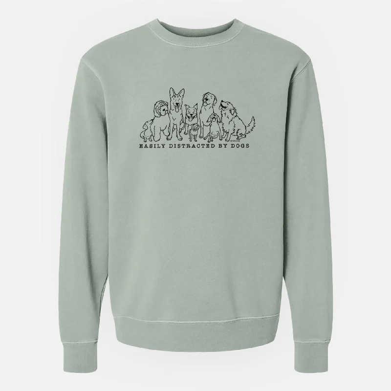 Distracted by Dogs - Unisex Pigment Dyed Crew Sweatshirt Cozy Hoodies & Sweatshirts