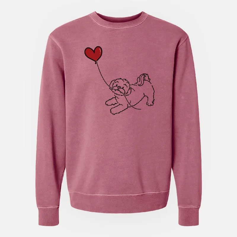 Shih Tzu Puppy Cut Heart String - Unisex Pigment Dyed Crew Sweatshirt Lightweight Zip Hoodie