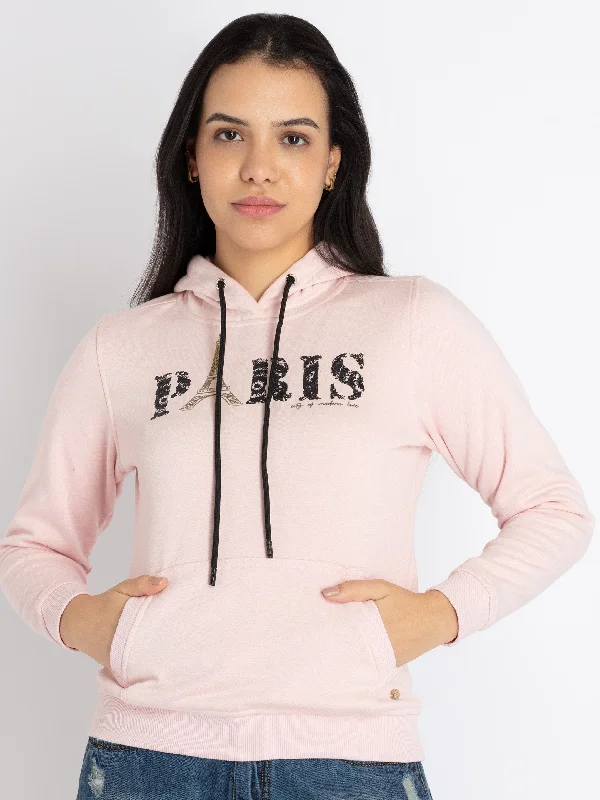 Womens Printed Hooded Sweatshirt Relaxed Sweatshirt Look