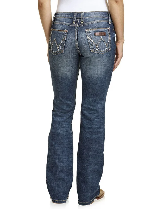 Wrangler 09MWZMS Womens Retro Mae Mid-Rise Bootcut Jeans Dark Wash