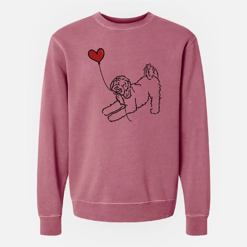 Goldendoodle Heart String - Unisex Pigment Dyed Crew Sweatshirt Printed Sweatshirt Hoodie