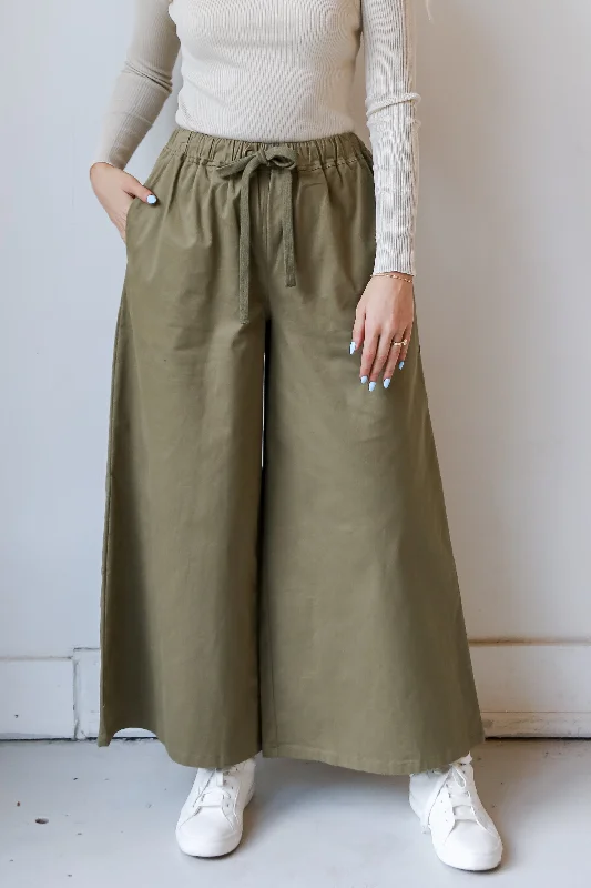 FINAL SALE - Enhanced Energy Olive Wide Leg Pants