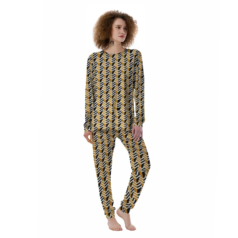 Geometric Isometric Print Pattern Women's Pajamas Custom pajama sets with names