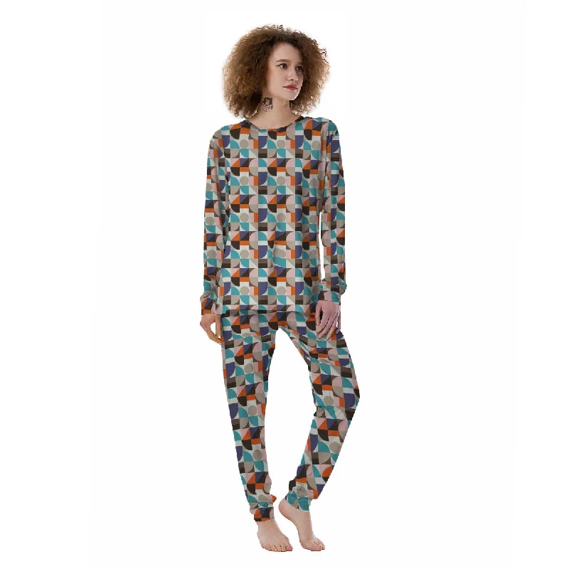 Geometric Shape Pastel Print Pattern Women's Pajamas Best pajama sets for cold weather