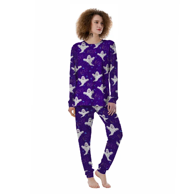 Ghost Happy Halloween Print Pattern Women's Pajamas Discounted pajama sets