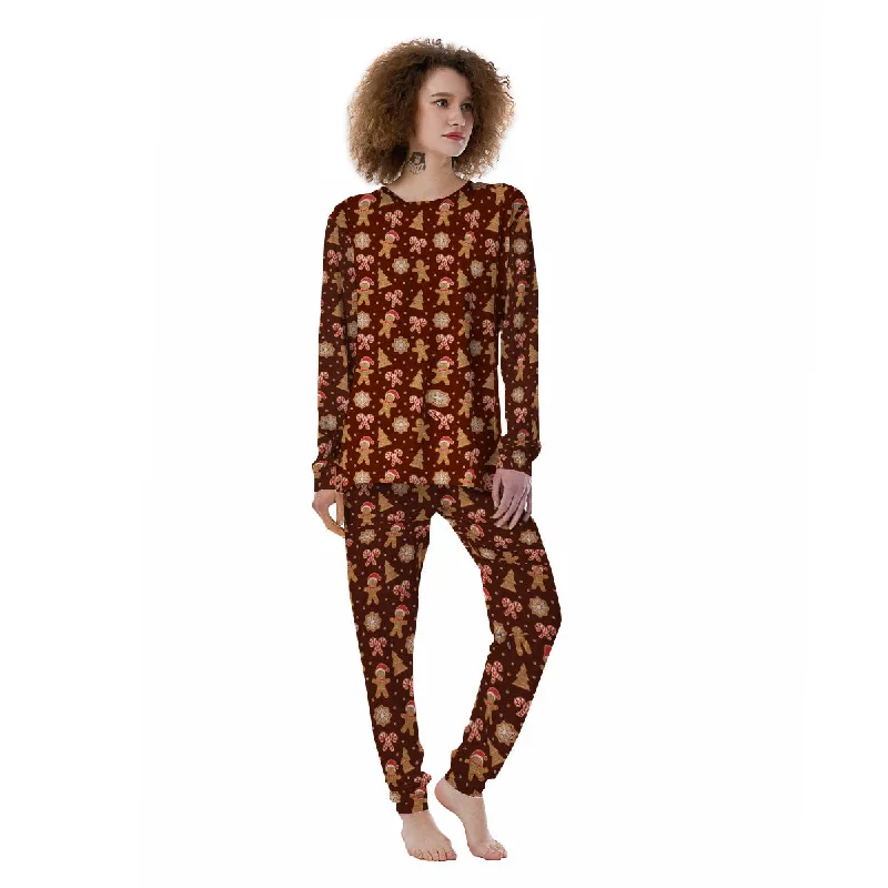 Gingerbread Man Print Pattern Women's Pajamas Cheap pajama sets