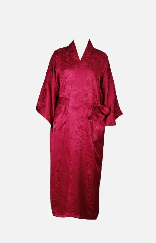 Silk Long Robe with Chinese With Chinese Auspicious Pattern Cozy pajama sets