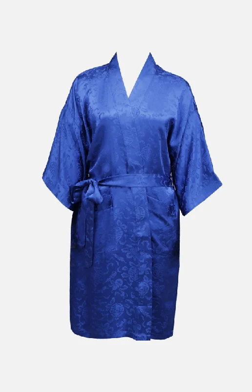 Silk Short Robe with Chinese Auspicious Pattern Floral pajama sets