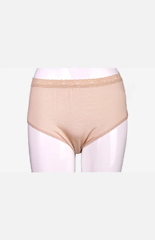 Silkcity Ladies High Waist Silk Panties- Beige Polyester pajama sets