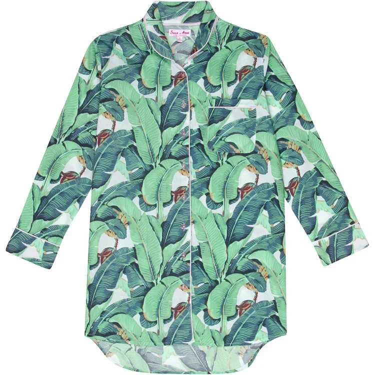 Women's Martinique® Green Banana Leaf Night Shirt Velvet pajama sets