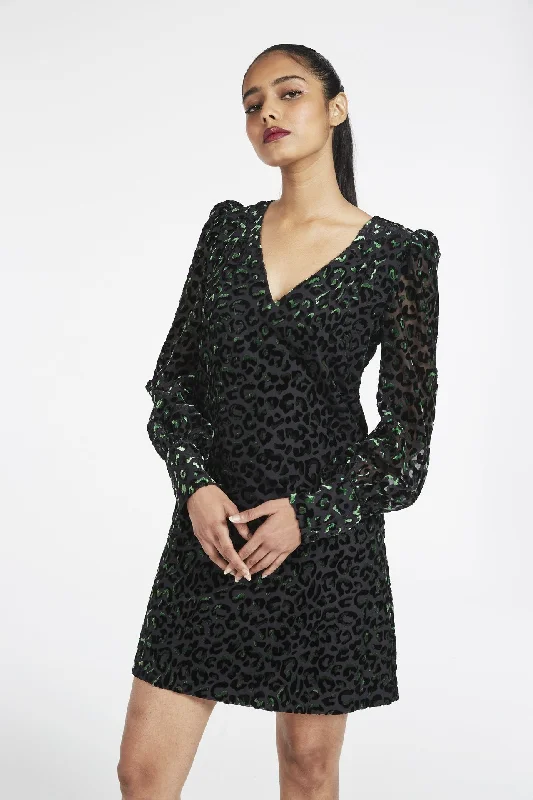 Lylah Blouson Sleeve Velvet Leopard Dress Best mini dresses for casual wear