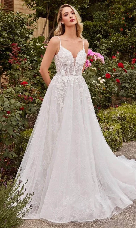 Cinderella Divine CD857W - A-Line Bridal Dress with Sleeveless Design Wedding Dress Style