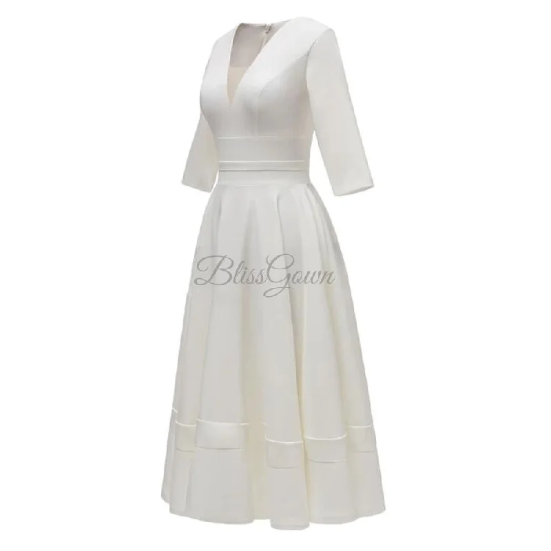 Midi Satin Soirée Simple Wedding Gown