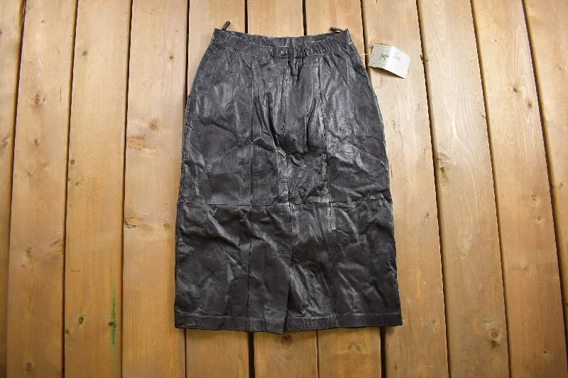 Deadstock Vintage 1980s Jacqueline Ferrar Black Leather Skirt Size 26 x 26 / Jc Penny / Vintage Skirt / 80s Retro Style / Genuine Leather Sexy unclassified skirts