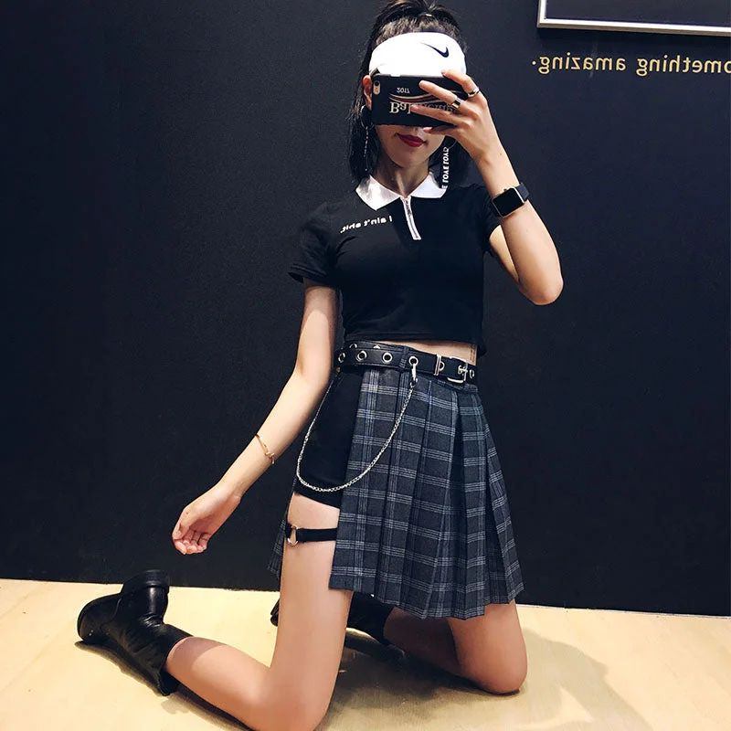 HIGH WAIST IRREGULAR PLAID SKIRT BY61074 Holiday unclassified skirts