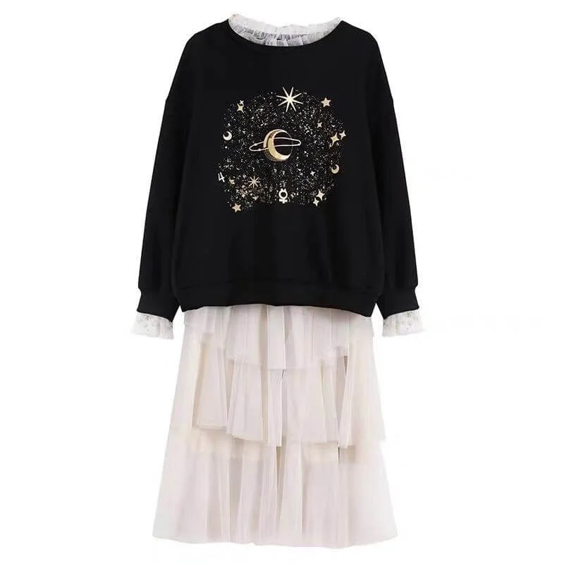 ''MOON & STARS'' SWEATER+SKIRT BY21161 Printed unclassified skirts