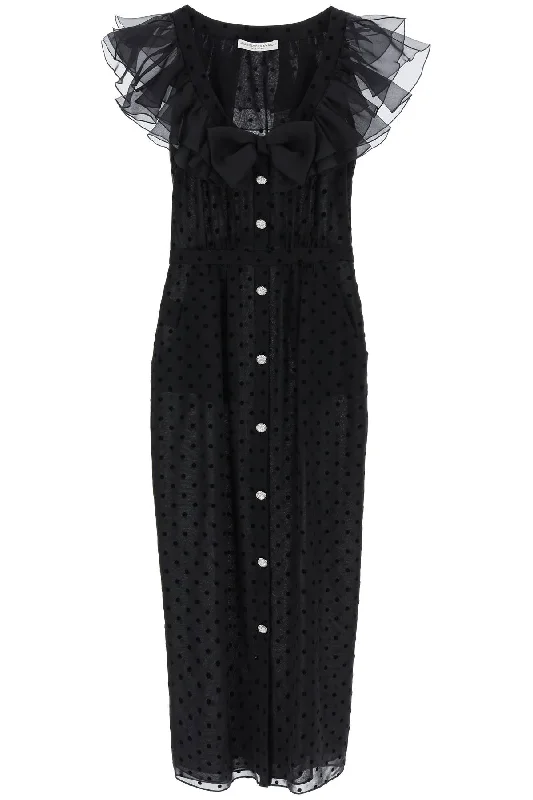 'polka Dot Midi Dress In Ge  - Black Birthday midi dresses