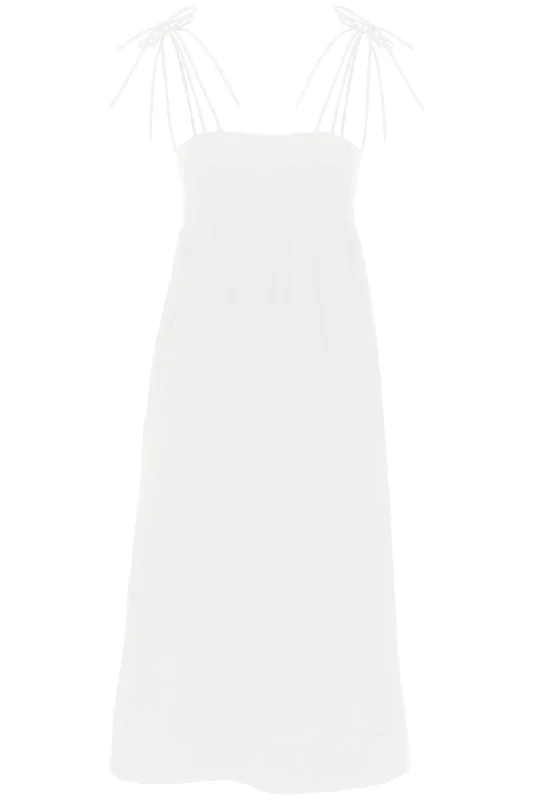 Cotton Poplin Midi Dress In  - White Sleeveless midi dresses