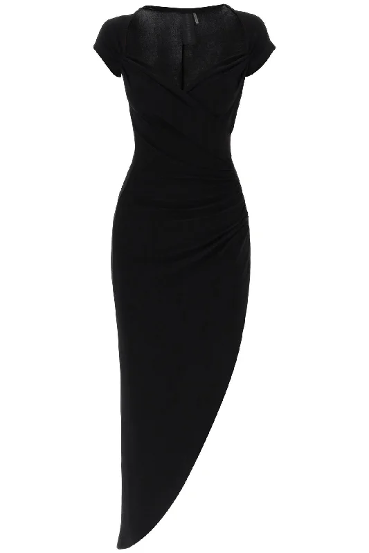 Midi Dress With Side Ruch  - Black High-end midi dresses