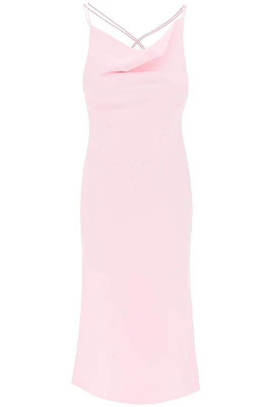 Satin Midi Slip Dress For A  - Pink Wrap midi dresses