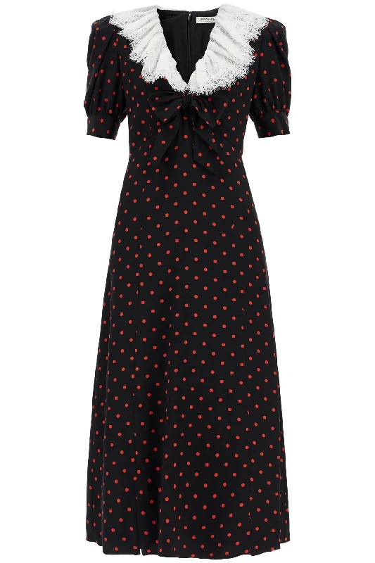 'polka Dot Silk Midi Dress'  - Black Red carpet midi dresses