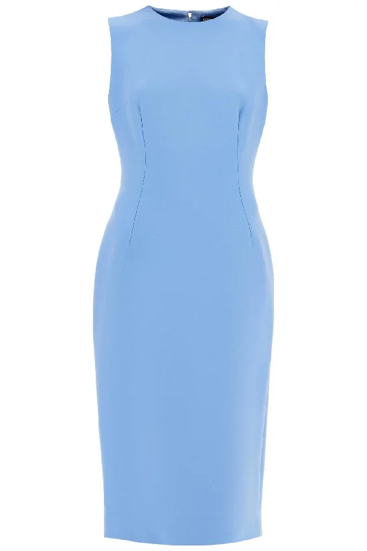 Wool Crepe Sheath Midi Dress With Tube  - Light Blue New Year's Eve midi dresses