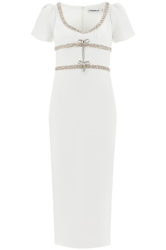 'diamond Midi Dress In Crepe  - White Vintage midi dresses