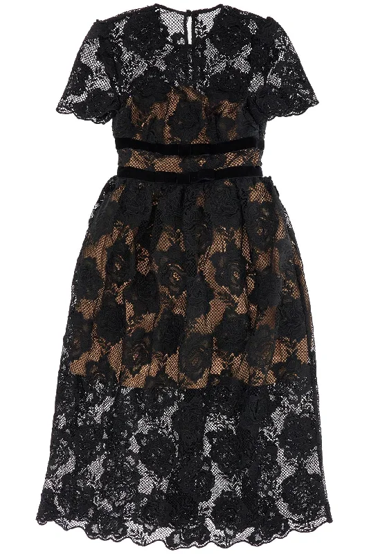 Midi Lace Dress With Bows  - Black H&M midi dresses