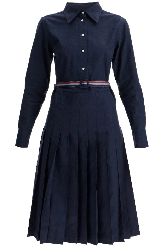 Midi Shirt Dress With Belt  - Blue Wedding guest midi dresses