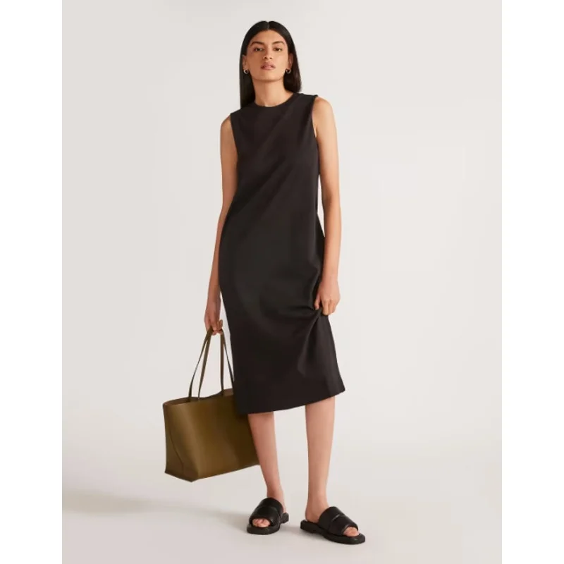 EVERLANE The Organic Cotton Weekend Tank Dress Small Black Midi Sleeveless Best midi dresses for tall women