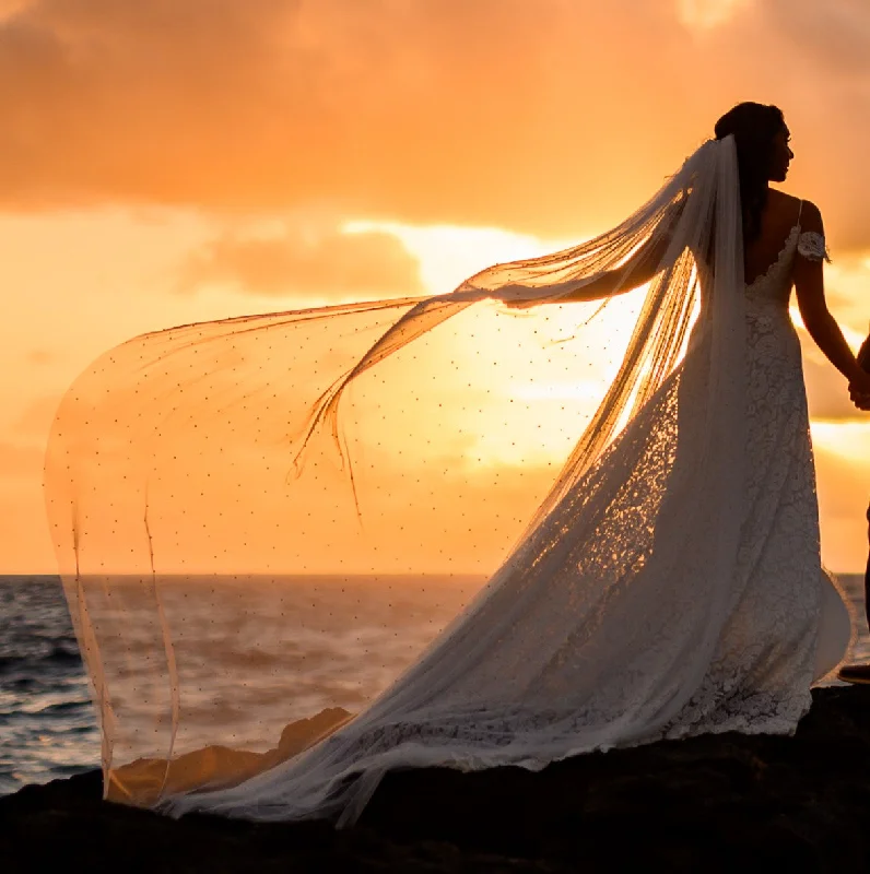 Grace Loves Lace Pearly Long Veil Vintage Lace Gown